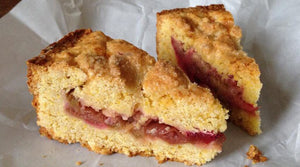 RHUBARB, CINNAMON POLENTA CAKE