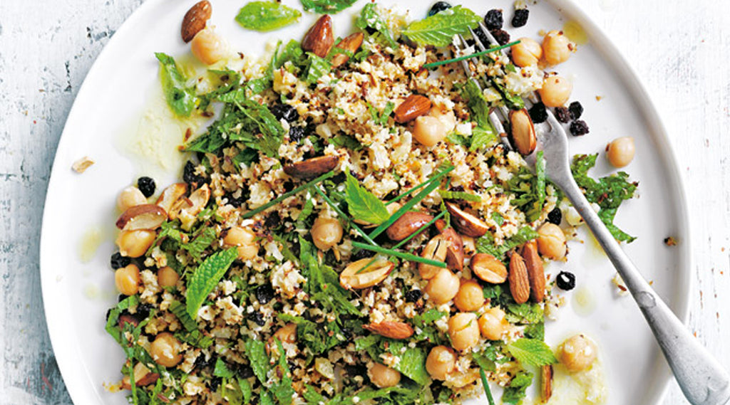 CUMIN ROASTED CAULIFLOWER, CHICKPEA AND MINT TABOULI