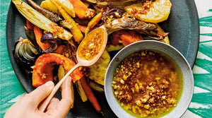 ROAST AUTUMN VEGETABLES WITH WALNUT MISO SAUCE