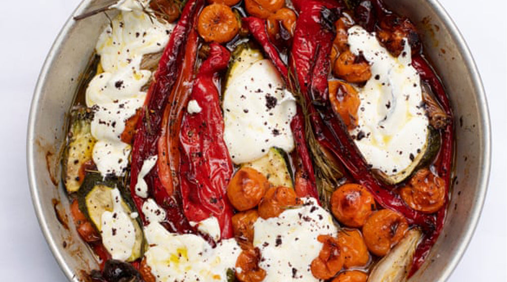 ROASTED PEPPERS WITH YOGHURT, FETA AND SUMAC