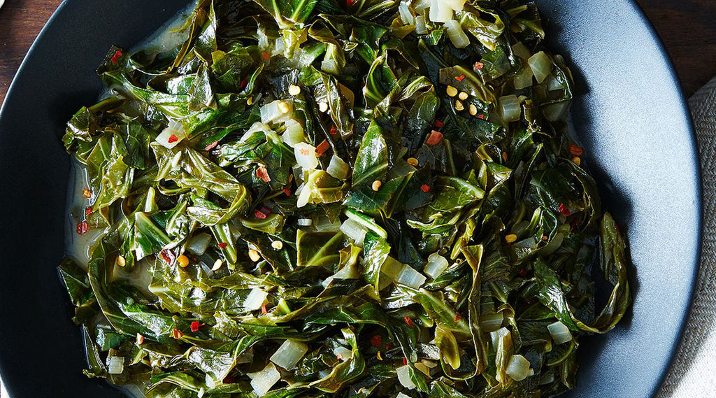 COLLARD GREENS BRAISED IN COCONUT MILK